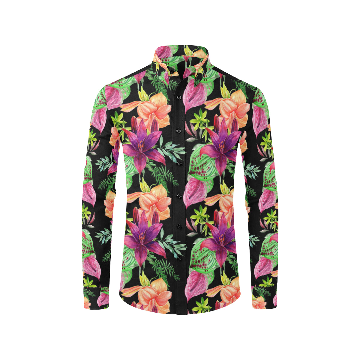 Amaryllis Pattern Print Design AL09 Men's Long Sleeve Shirt