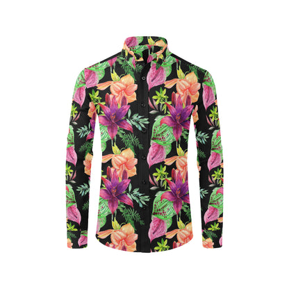 Amaryllis Pattern Print Design AL09 Men's Long Sleeve Shirt