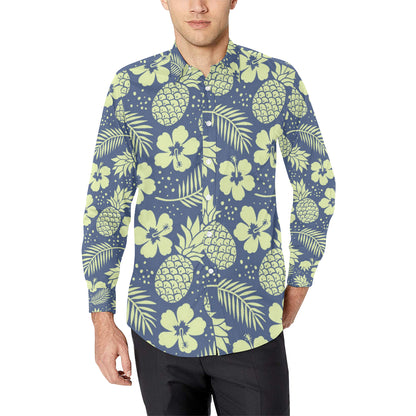 Pineapple Pattern Print Design PP07 Men's Long Sleeve Shirt