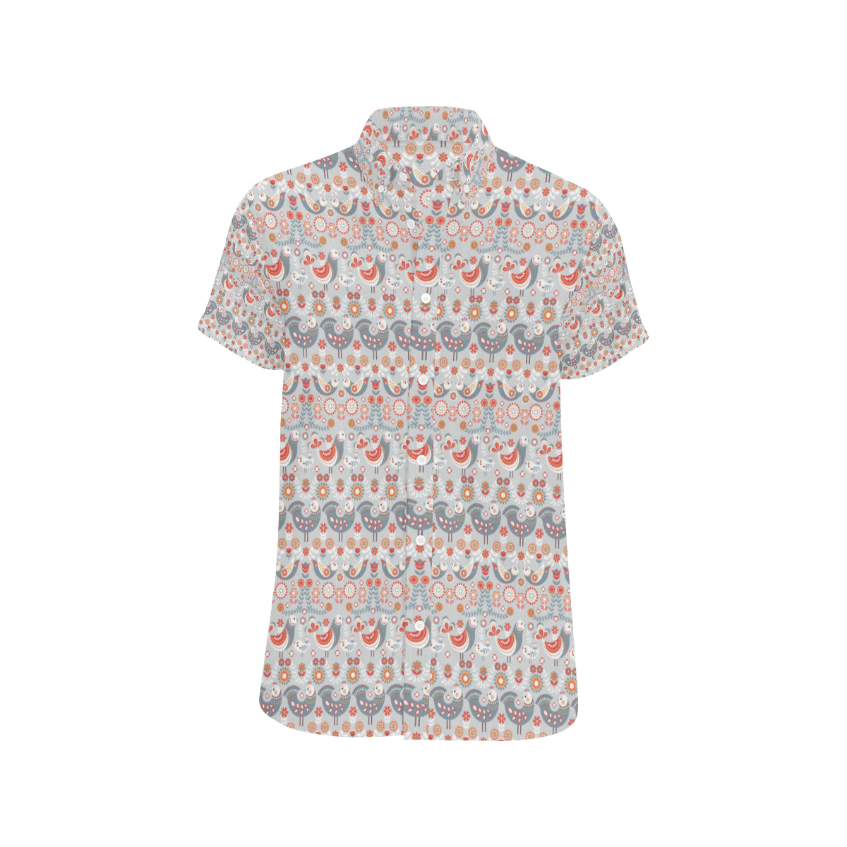 Swedish Nordic Design Print Men's Short Sleeve Button Up Shirt