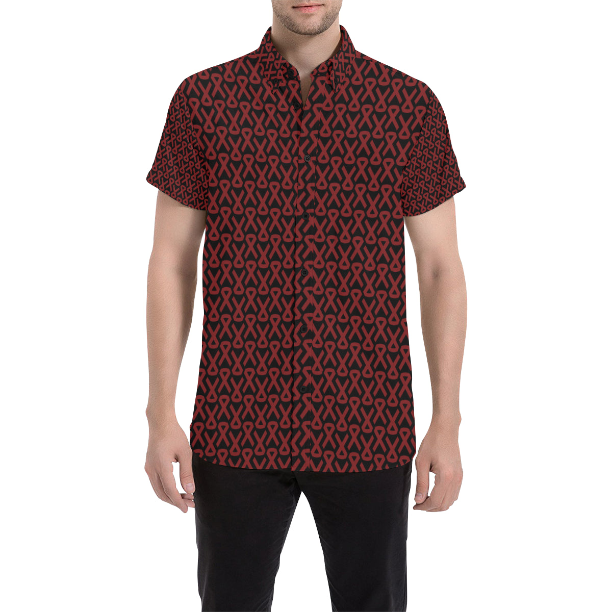 Multiple myeloma Pattern Print Design A01 Men's Short Sleeve Button Up Shirt