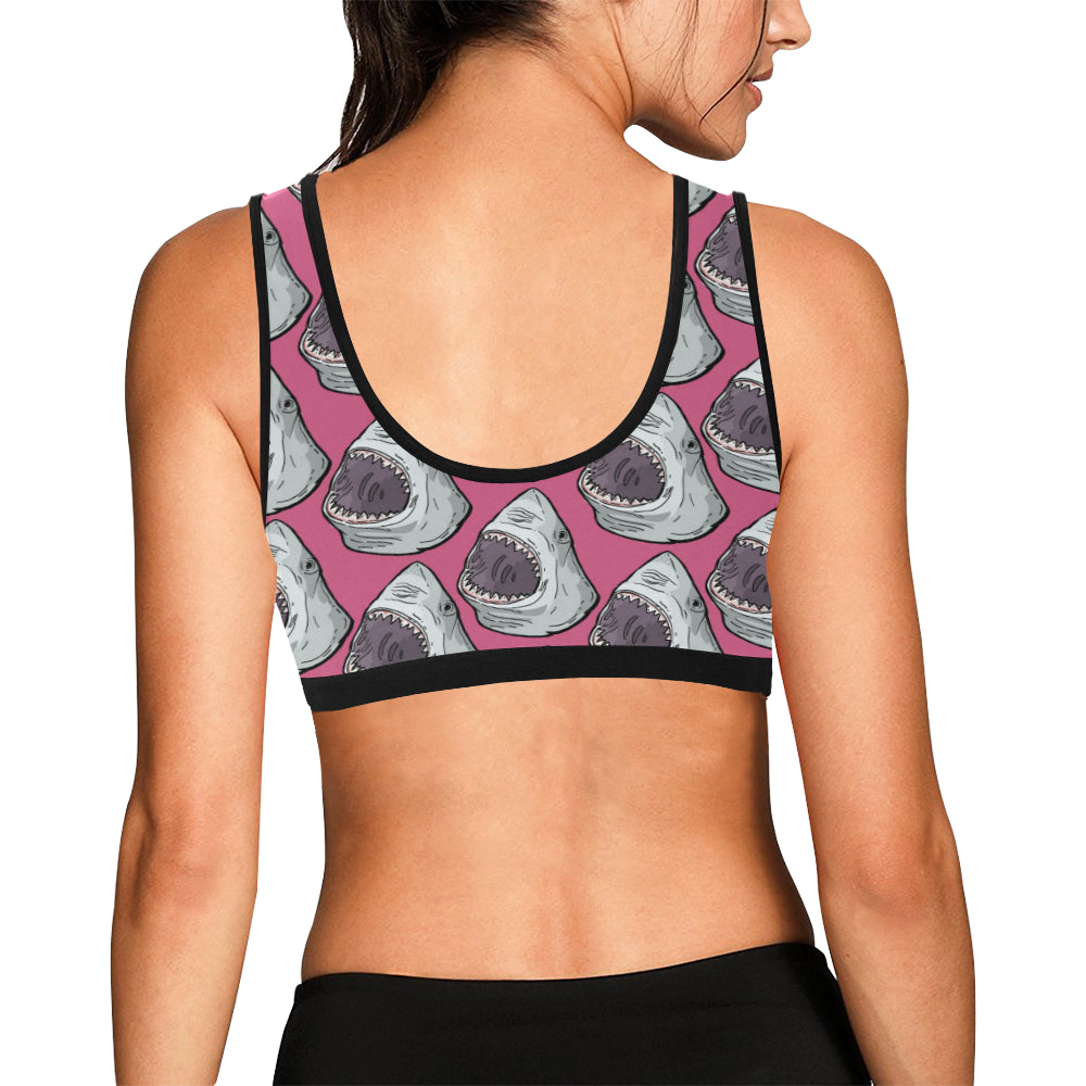 Great White Shark Pattern Print Design 01 Sports Bra