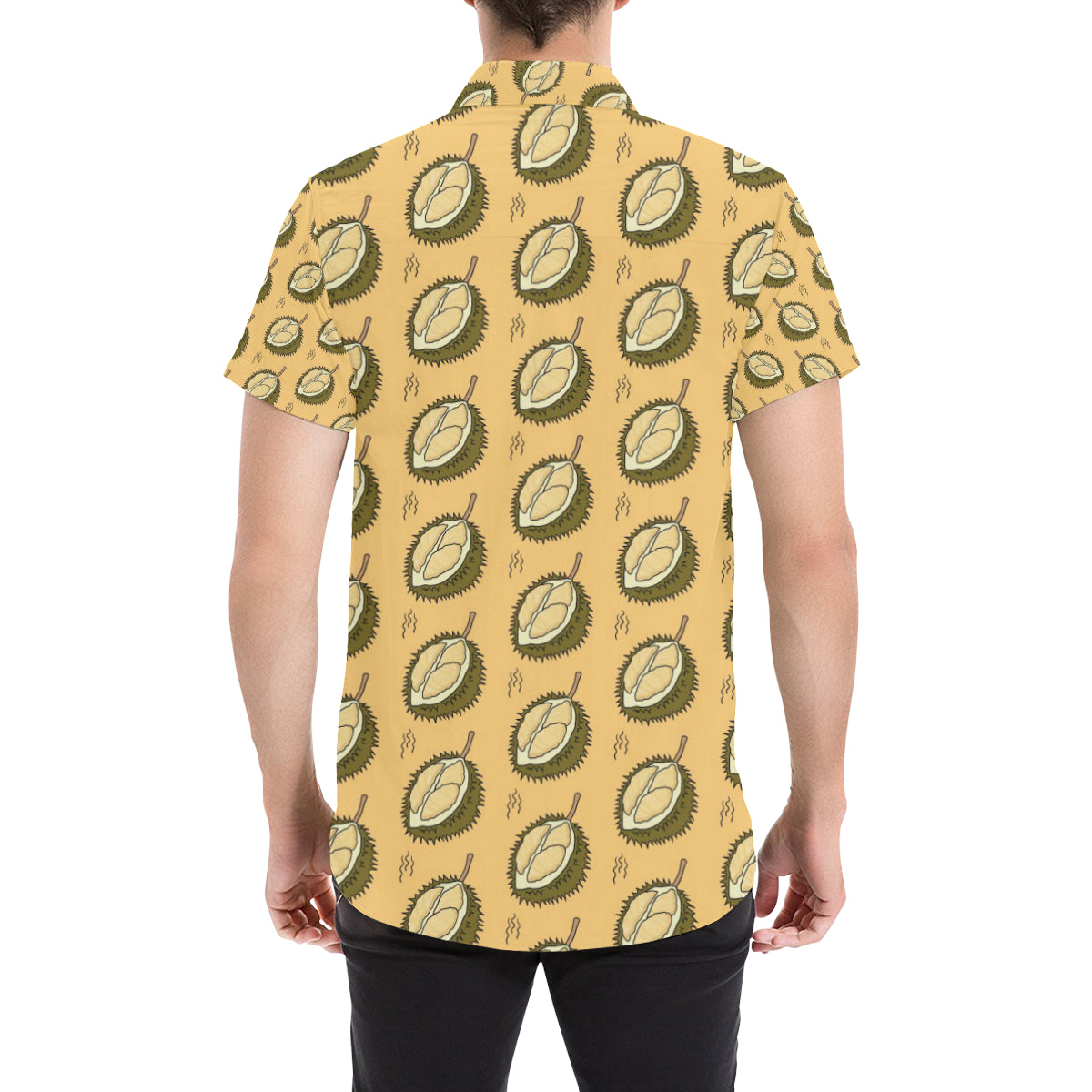 Durian Pattern Print Design DR02 Men's Short Sleeve Button Up Shirt