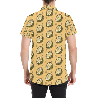 Durian Pattern Print Design DR02 Men's Short Sleeve Button Up Shirt