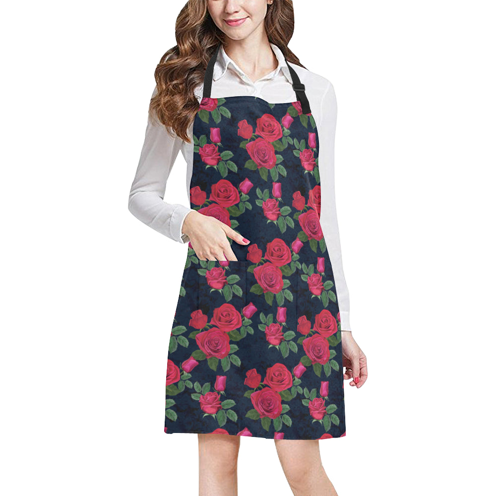 Rose Pattern Print Design A04 Apron with Pocket