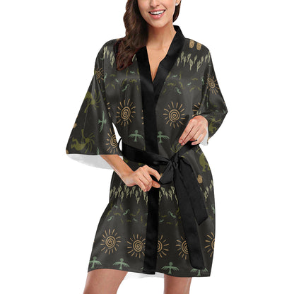 Mayan Pattern Print Design 04 Women's Short Kimono