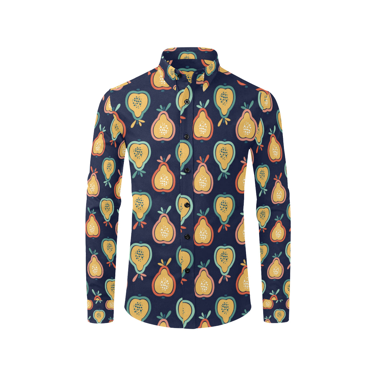 Pear Pattern Print Design PE03 Men's Long Sleeve Shirt