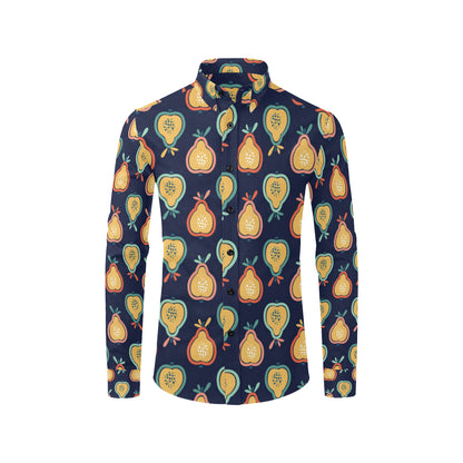 Pear Pattern Print Design PE03 Men's Long Sleeve Shirt