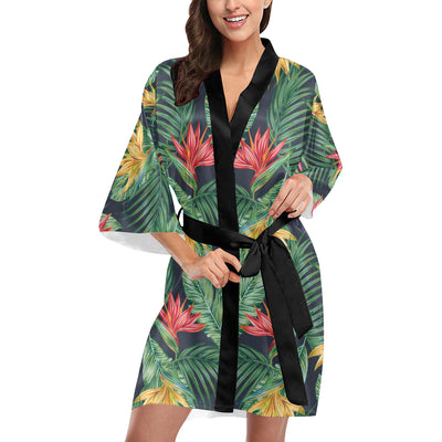 Bird Of Paradise Pattern Print Design BOP09 Women's Short Kimono