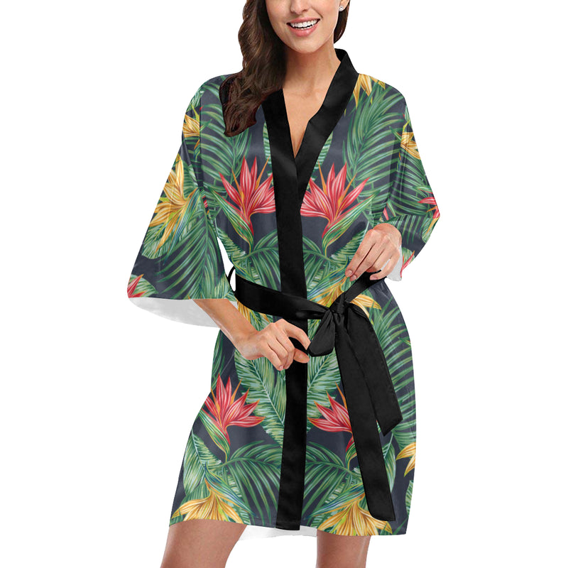 Bird Of Paradise Pattern Print Design BOP09 Women Kimono Robe