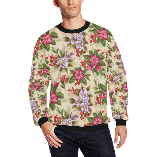 Summer Floral Pattern Print Design SF08 Men Long Sleeve Sweatshirt