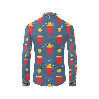 Beer Pong Pattern Print Design 02 Men's Long Sleeve Shirt