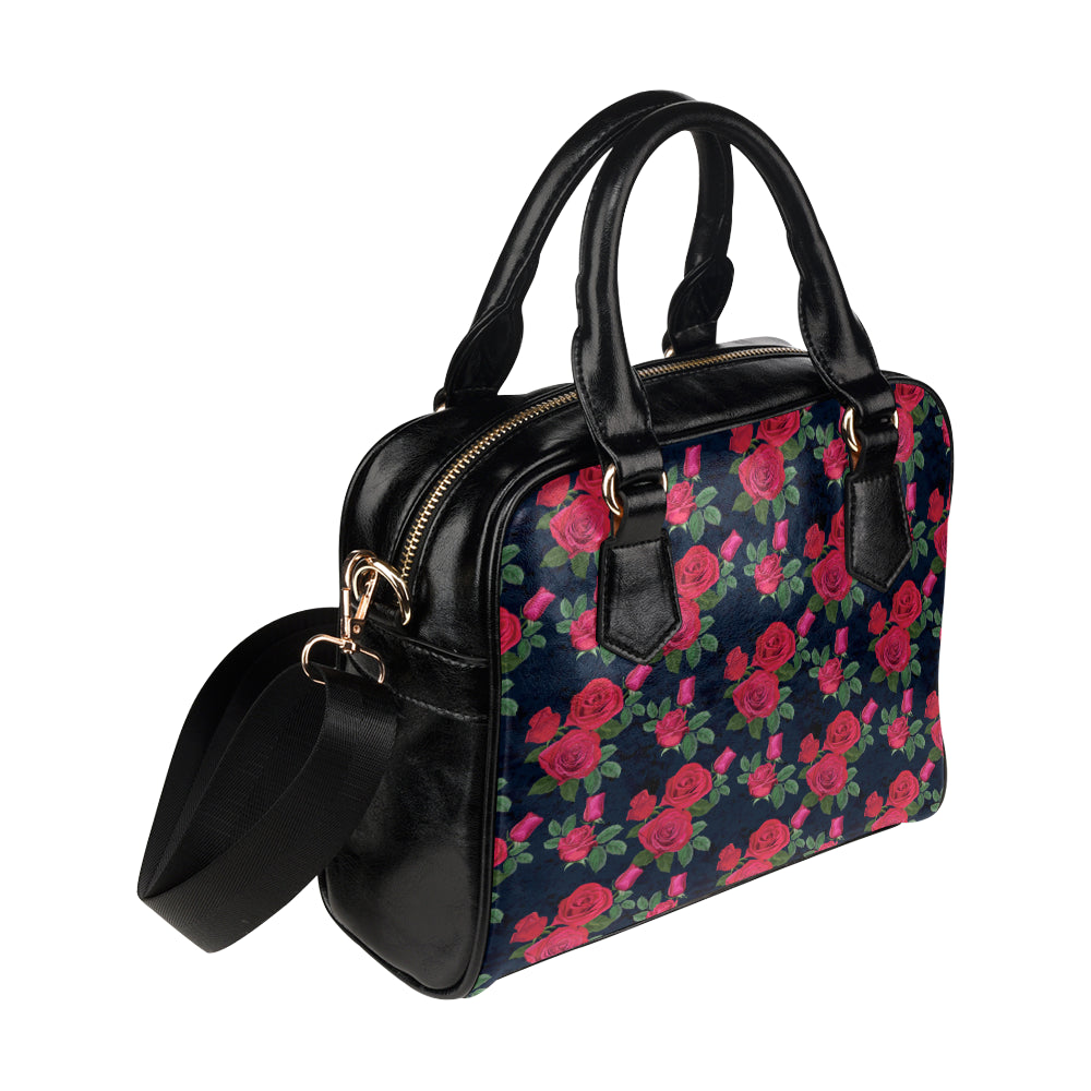 Rose Pattern Print Design A04 Shoulder Handbag
