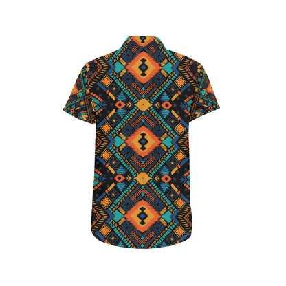 Kente Pattern Print Design 04 Men's Short Sleeve Button Up Shirt