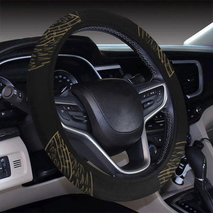 Gold Owl Pattern Steering Wheel Cover with Elastic Edge