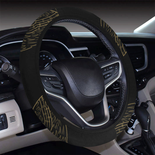 Gold Owl Pattern Steering Wheel Cover with Elastic Edge