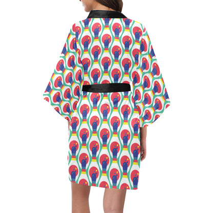 Bowling Pattern Print Design 05 Women's Short Kimono