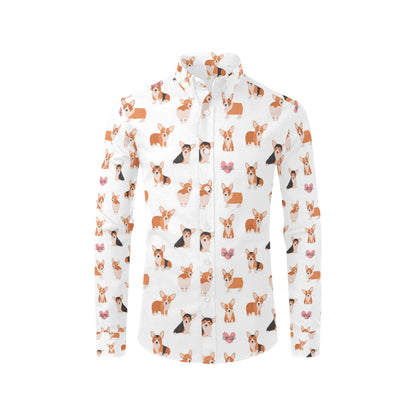 Cardigan Welsh Corgis Pattern Print Design 02 Men's Long Sleeve Shirt