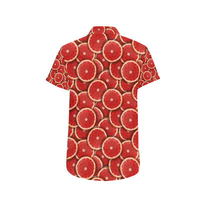 Grapefruit Pattern Print Design GF05 Men's Short Sleeve Button Up Shirt