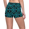 turquoise Tribal Sea Turtle Hawaiian Yoga Shorts