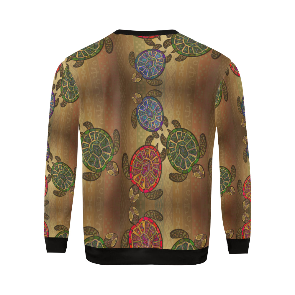 Sea Turtle Tribal Colorful Men Long Sleeve Sweatshirt