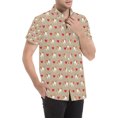 Bulldogs Pattern Print Design 02 Men's Short Sleeve Button Up Shirt