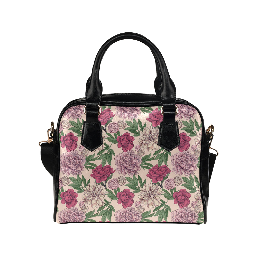 Peony Pattern Print Design A01 Shoulder Handbag