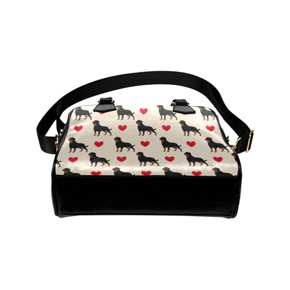 Rottweiler Pattern Print Design A02 Shoulder Handbag