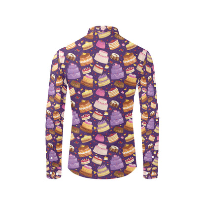 Cake Pattern Print Design 05 Men's Long Sleeve Shirt