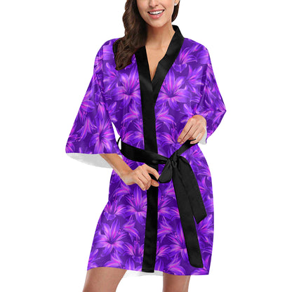 Amaryllis Pattern Print Design AL03 Women's Short Kimono