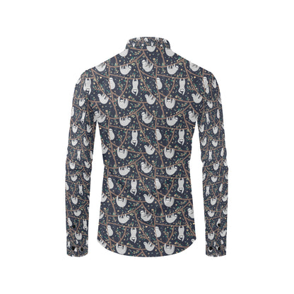 Sloth Happy Design Themed Print Men's Long Sleeve Shirt