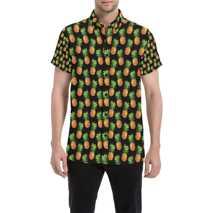 Pineapple Cute Print Design Pattern Men's Short Sleeve Button Up Shirt