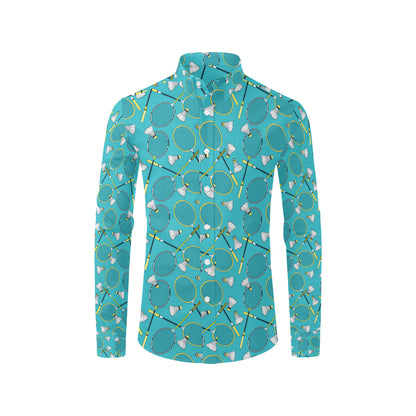 Badminton Pattern Print Design 06 Men's Long Sleeve Shirt