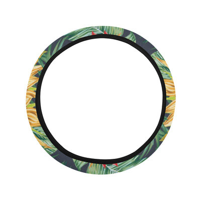 Bird Of Paradise Pattern Print Design BOP09 Steering Wheel Cover with Elastic Edge