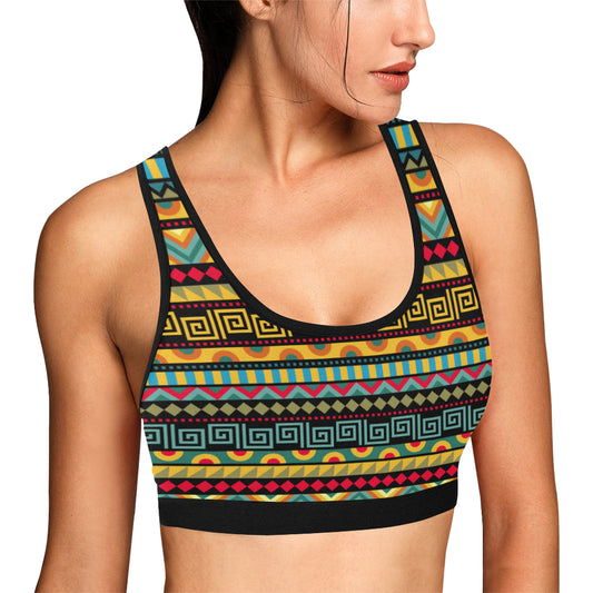 African Pattern Print Design 03 Sports Bra