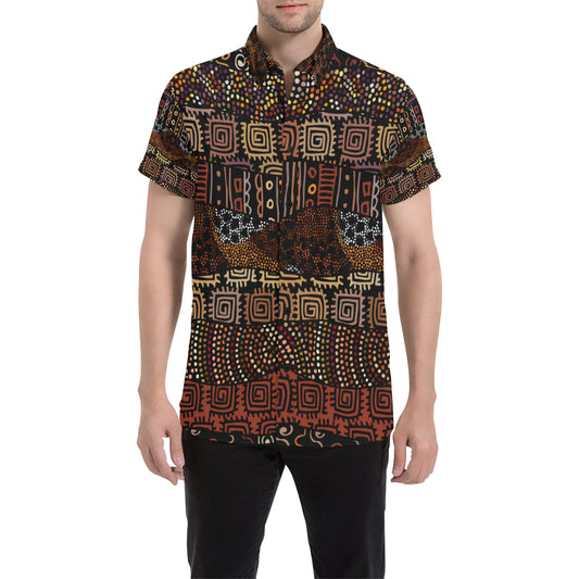 African Pattern Print Design 07 Men's Short Sleeve Button Up Shirt