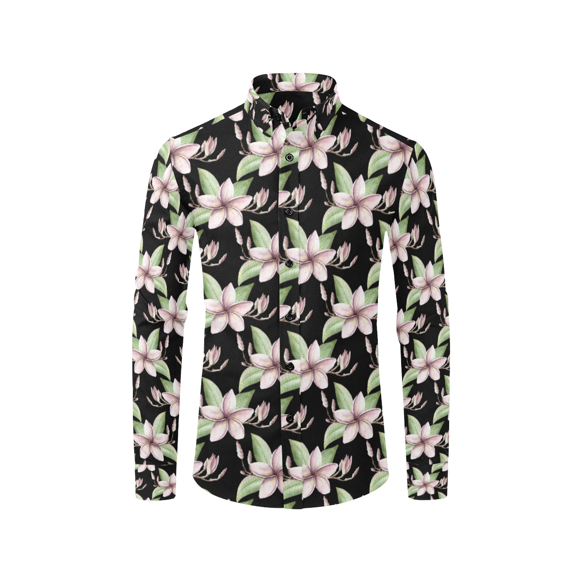 Plumeria Pattern Print Design PM02 Men's Long Sleeve Shirt