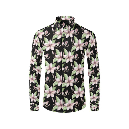 Plumeria Pattern Print Design PM02 Men's Long Sleeve Shirt
