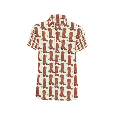 Cowboy Pattern Print Design 06 Men's Short Sleeve Button Up Shirt