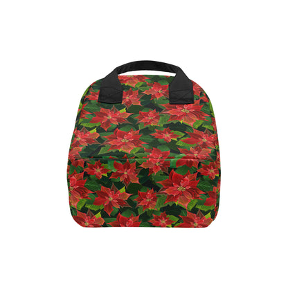 Poinsettia Pattern Print Design POT04 Insulated Lunch Bag