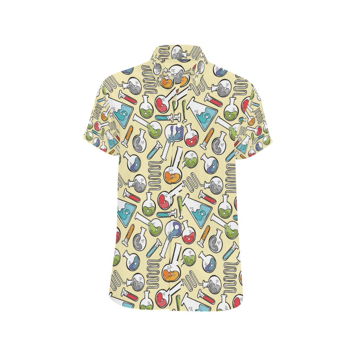 Chemical Pattern Print Design 04 Men's Short Sleeve Button Up Shirt