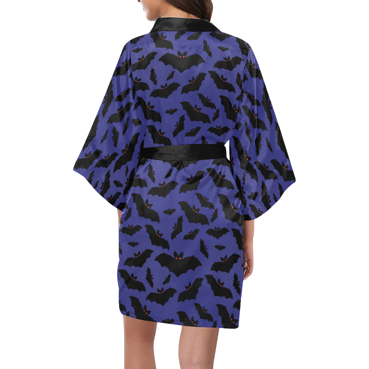 Bat Halloween Pattern Print Design 02 Women's Short Kimono