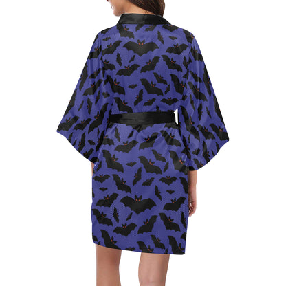Bat Halloween Pattern Print Design 02 Women's Short Kimono