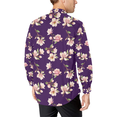 Magnolia Pattern Print Design MAG02 Men's Long Sleeve Shirt