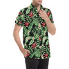 Bird Of Paradise Pattern Print Design BOP05 Men's Short Sleeve Button Up Shirt