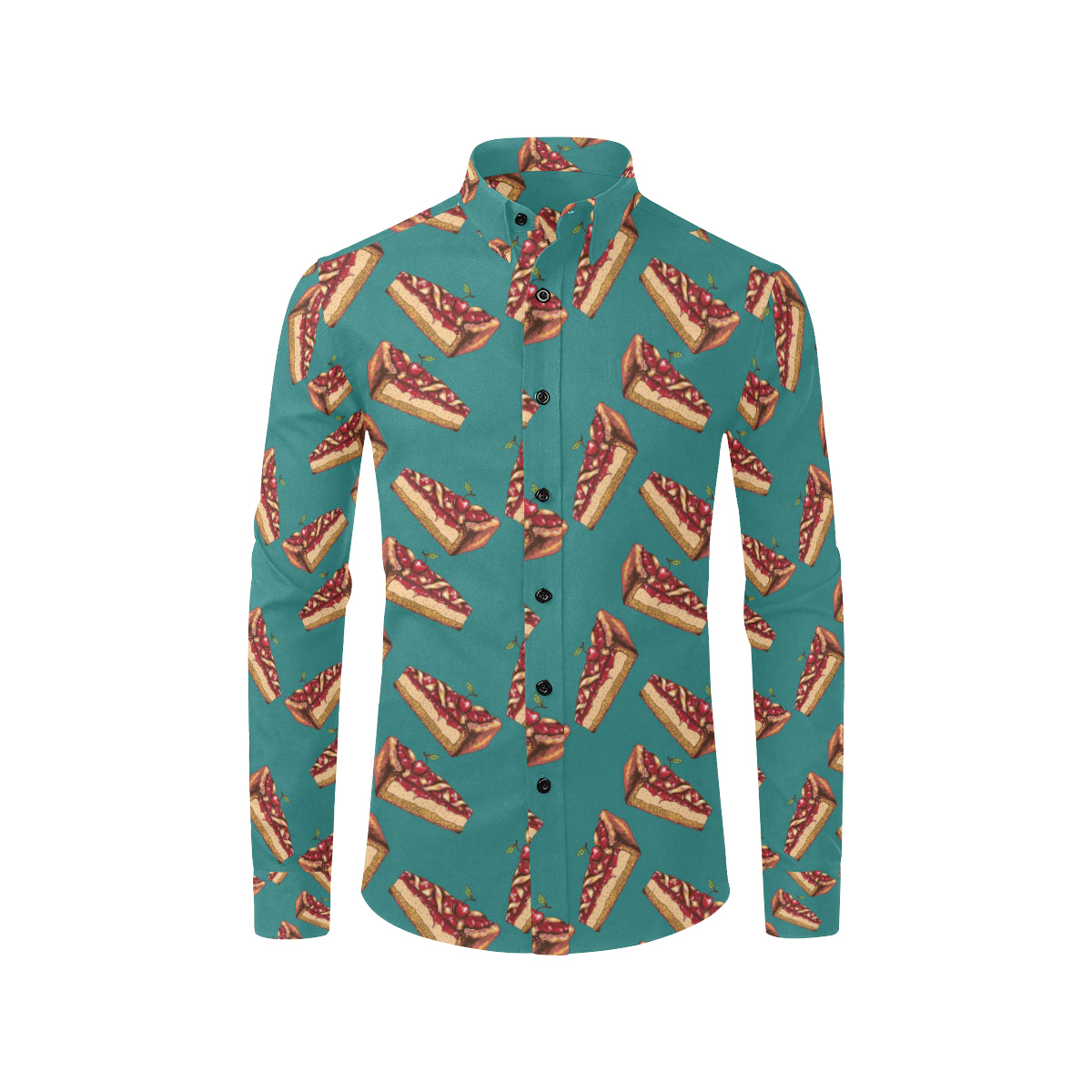 Cheesecake Cherry Pattern Print Design CK03 Men's Long Sleeve Shirt