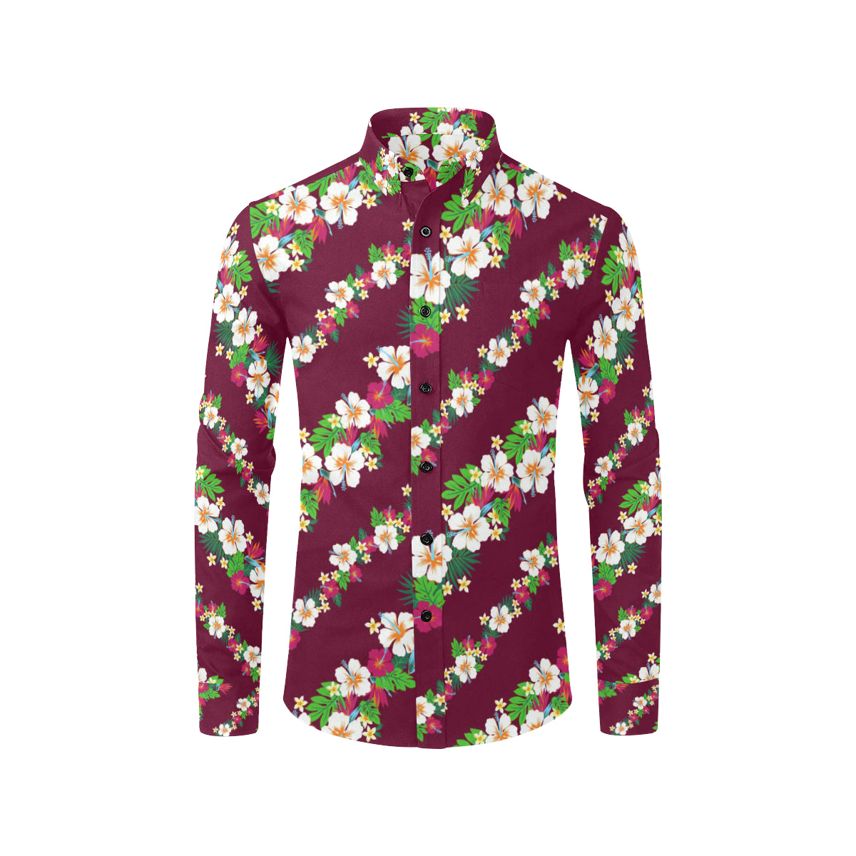Hawaiian Themed Pattern Print Design H06 Men's Long Sleeve Shirt