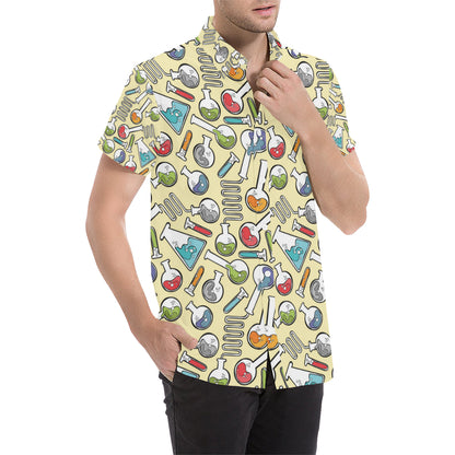 Chemical Pattern Print Design 04 Men's Short Sleeve Button Up Shirt
