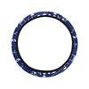 Music Note Blue Themed Print Steering Wheel Cover with Elastic Edge