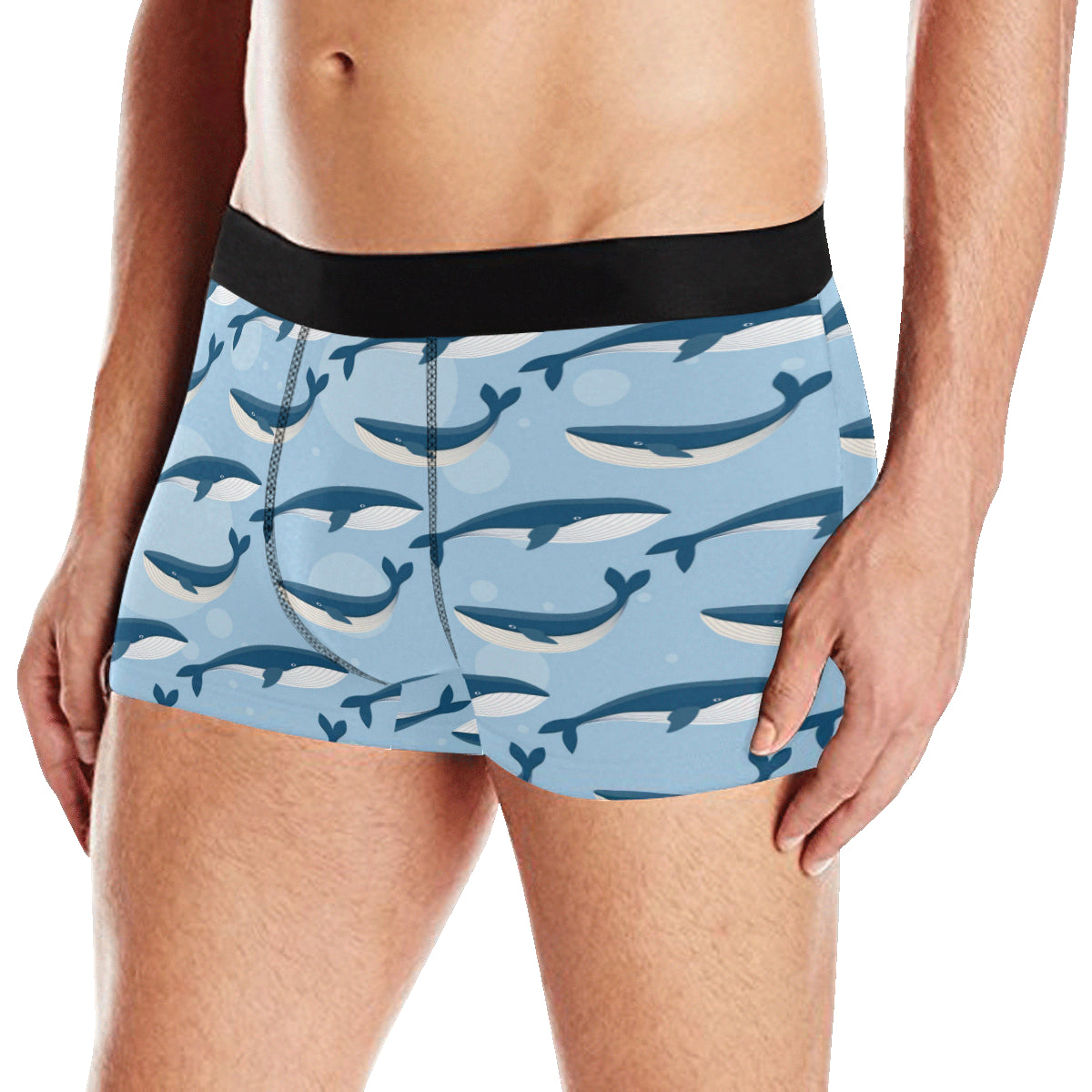 Blue Whale Pattern Print Design 02 Men's Boxer Briefs